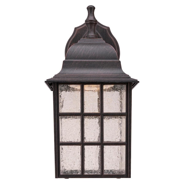 Westinghouse Fixture Wall Outdr LED Dimmable 9W Lantern Weathered Patina Seeded Glass Panels 6400000 - main